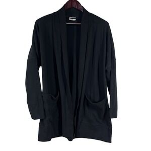 Pact Airline Cardigan Womens XS/S Black 100% Organic Cotton Open Front Cozy